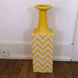 Yellow and white ceramic decorative vase